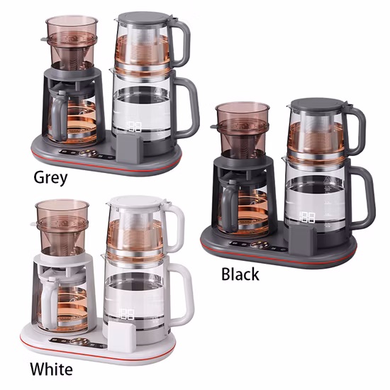 1.7L Glass Tea Kettle with Tray Automatic Electric Coffee and Tea Maker